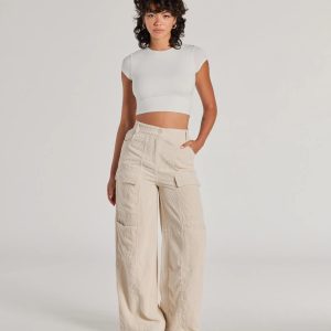 Essential High-Rise Corduroy Wide-Leg Cargo Pants