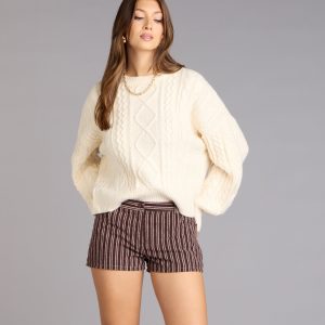 Autumn Stroll Striped Corduroy Shorts