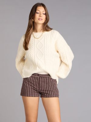 Autumn Stroll Striped Corduroy Shorts