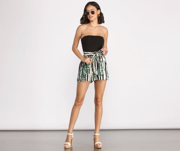 Tropical Escape Sleeveless Striped Romper - Image 8