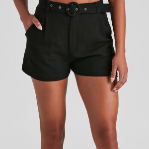Casual High Waist Linen Shorts