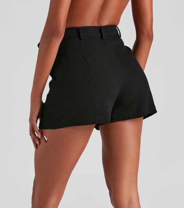Casual High Waist Linen Shorts - Image 3