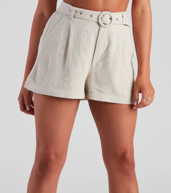 Casual High Waist Linen Shorts - Image 5