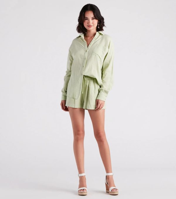 Coastal Cute Linen Top And Shorts Set - Image 3