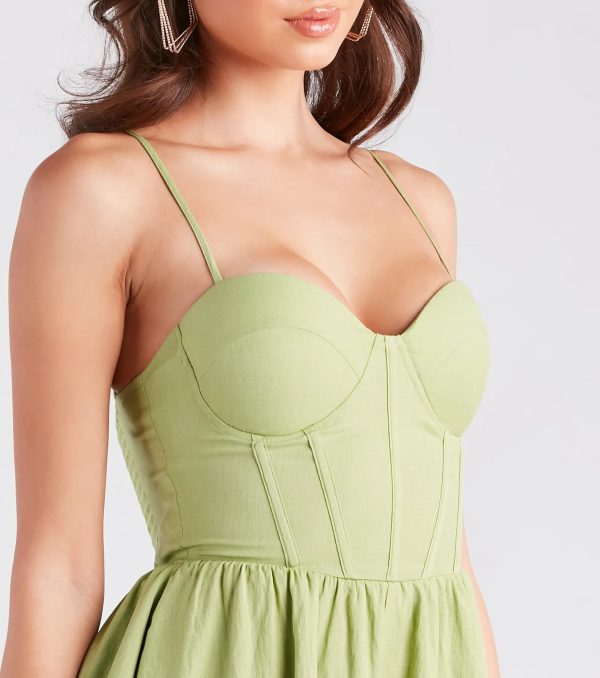 One To Flirt Linen Corset Romper - Image 4