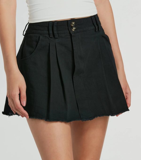 Cutting Edge Mid Rise Pleated Denim Skort - Image 4