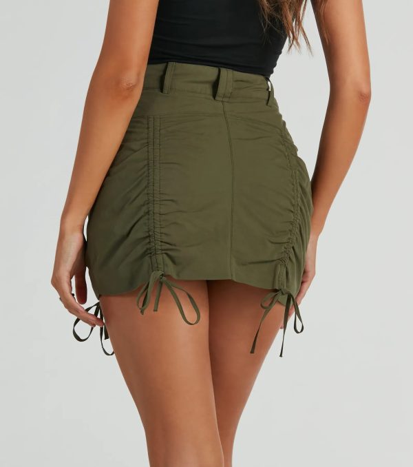 Out And About Mid-Rise Ruched Woven Mini Skort - Image 2