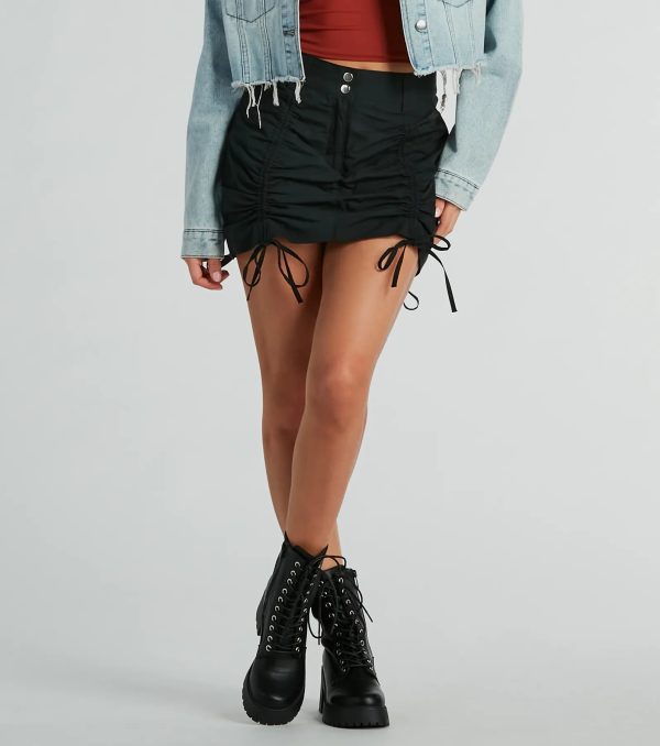Out And About Mid-Rise Ruched Woven Mini Skort - Image 8