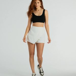 Cute Delight Faux Wrap Linen Skort