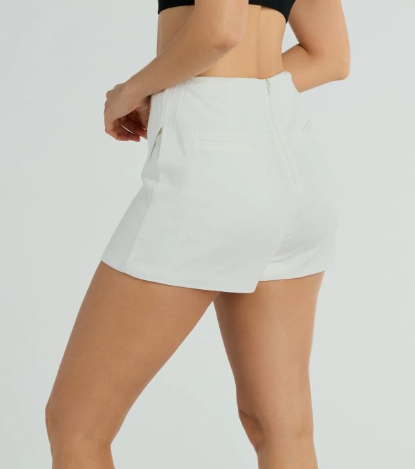 Cute Delight Faux Wrap Linen Skort - Image 3