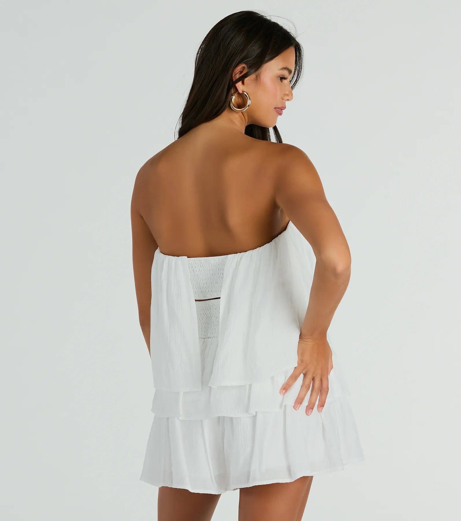 Poolside Vacay Strapless Ruffled Romper - Image 2