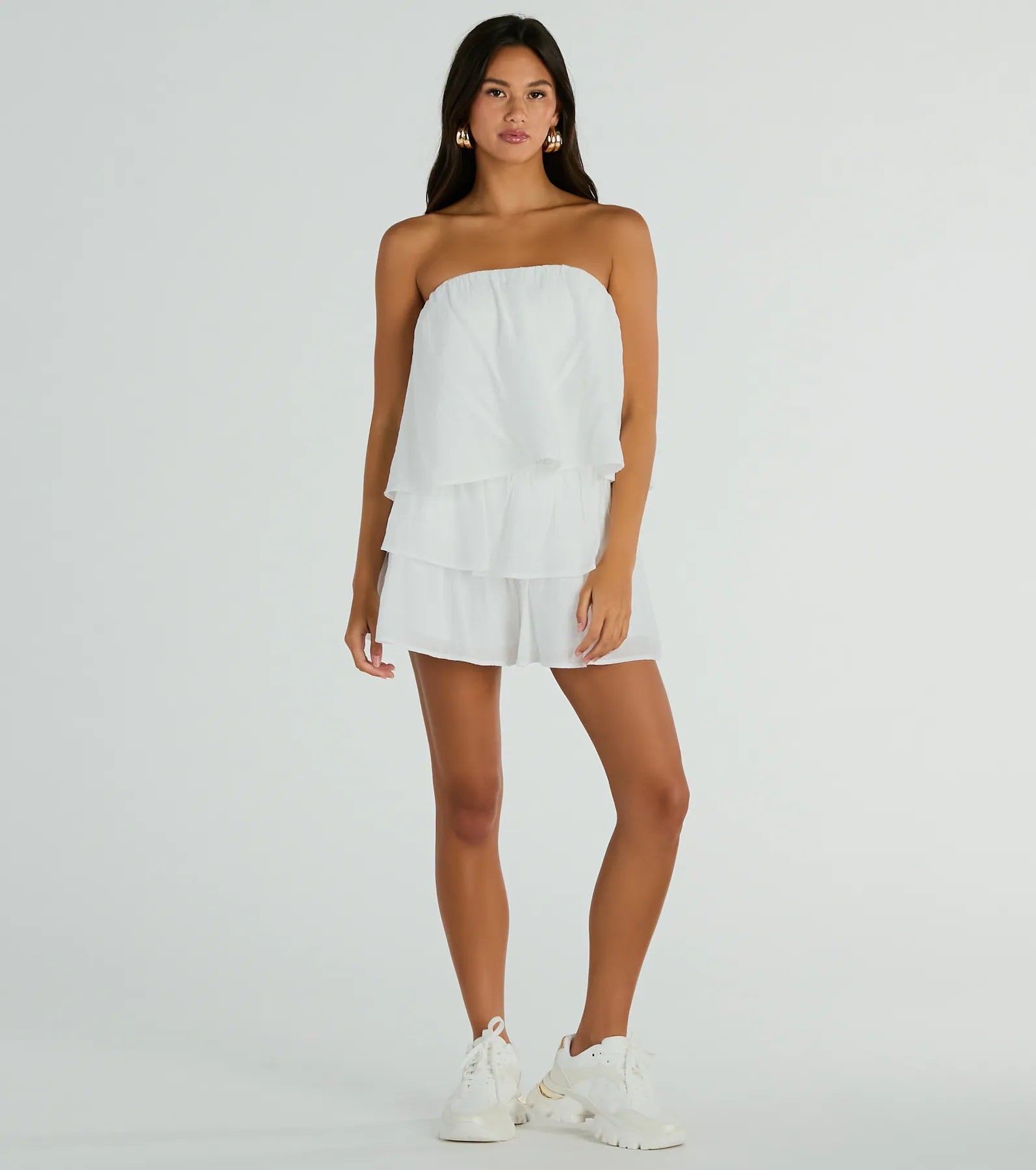 Poolside Vacay Strapless Ruffled Romper - Image 3