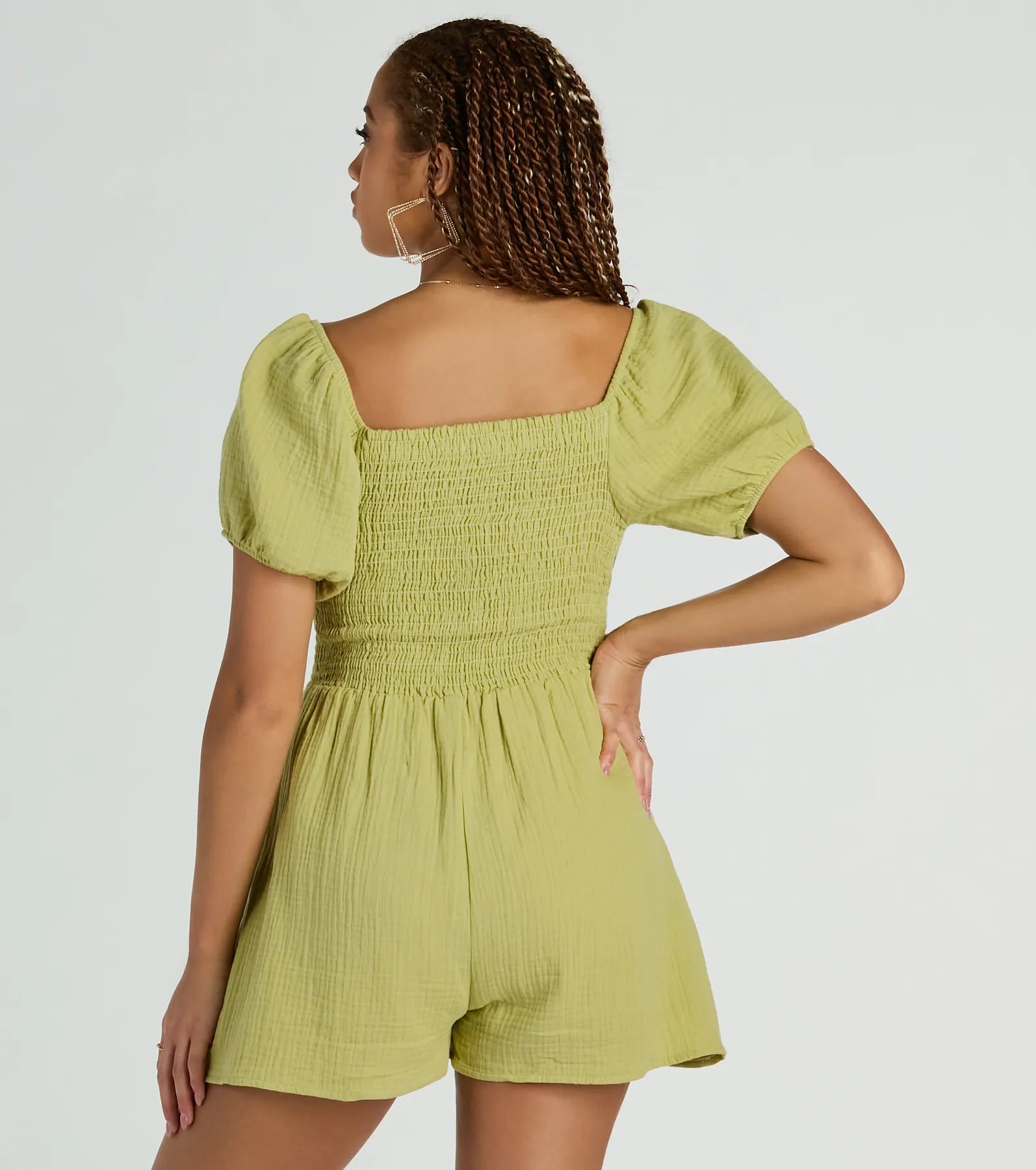 First Day Of Spring Puff Sleeve Smocked Romper - Image 2