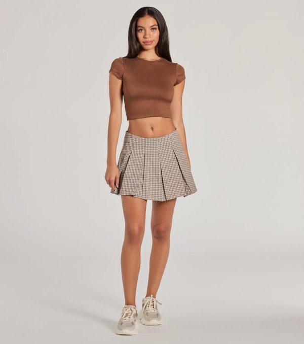Keep On Charming High-Rise Plaid Linen Skort - Image 3
