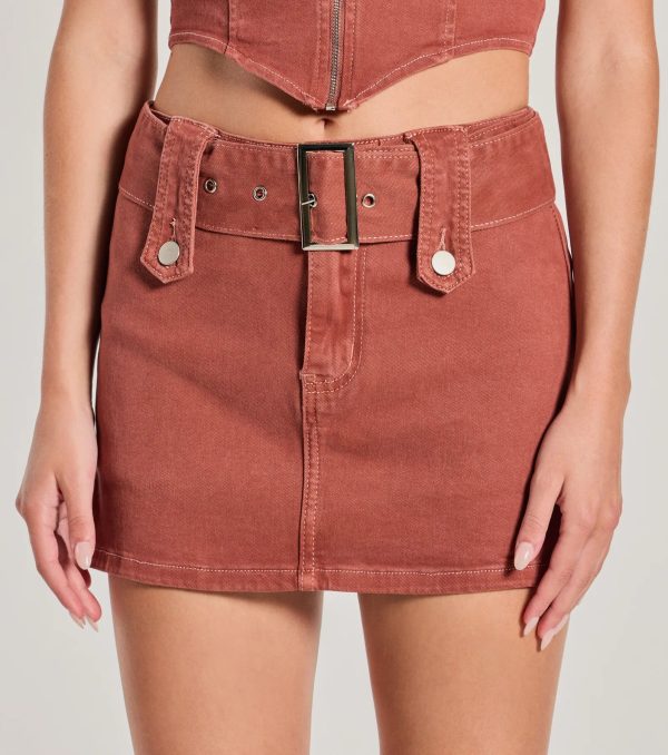 Carefree Cool Mid Rise Belted Denim Skort - Image 3