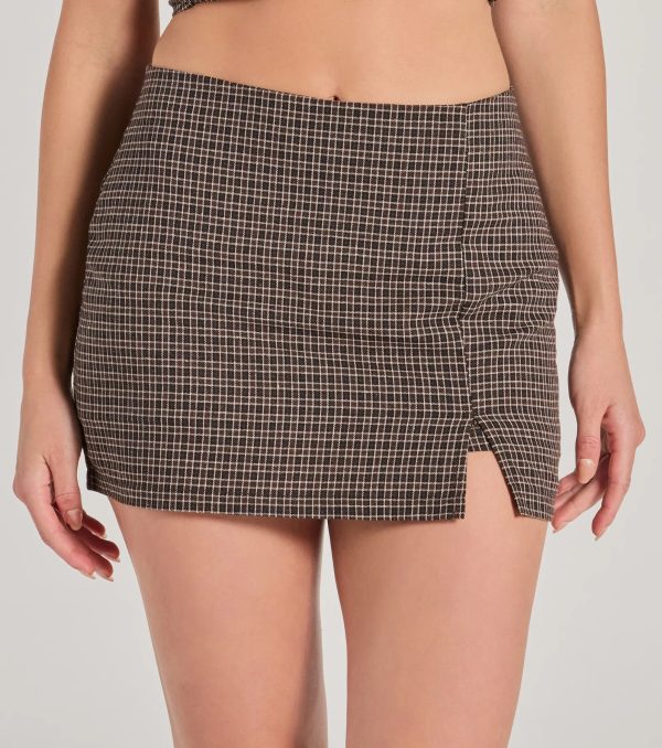 Fall For You High-Rise Plaid Slit Skort - Image 4