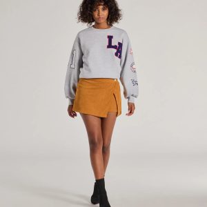 Trendy Girl Corduroy Faux Wrap Mini Skort