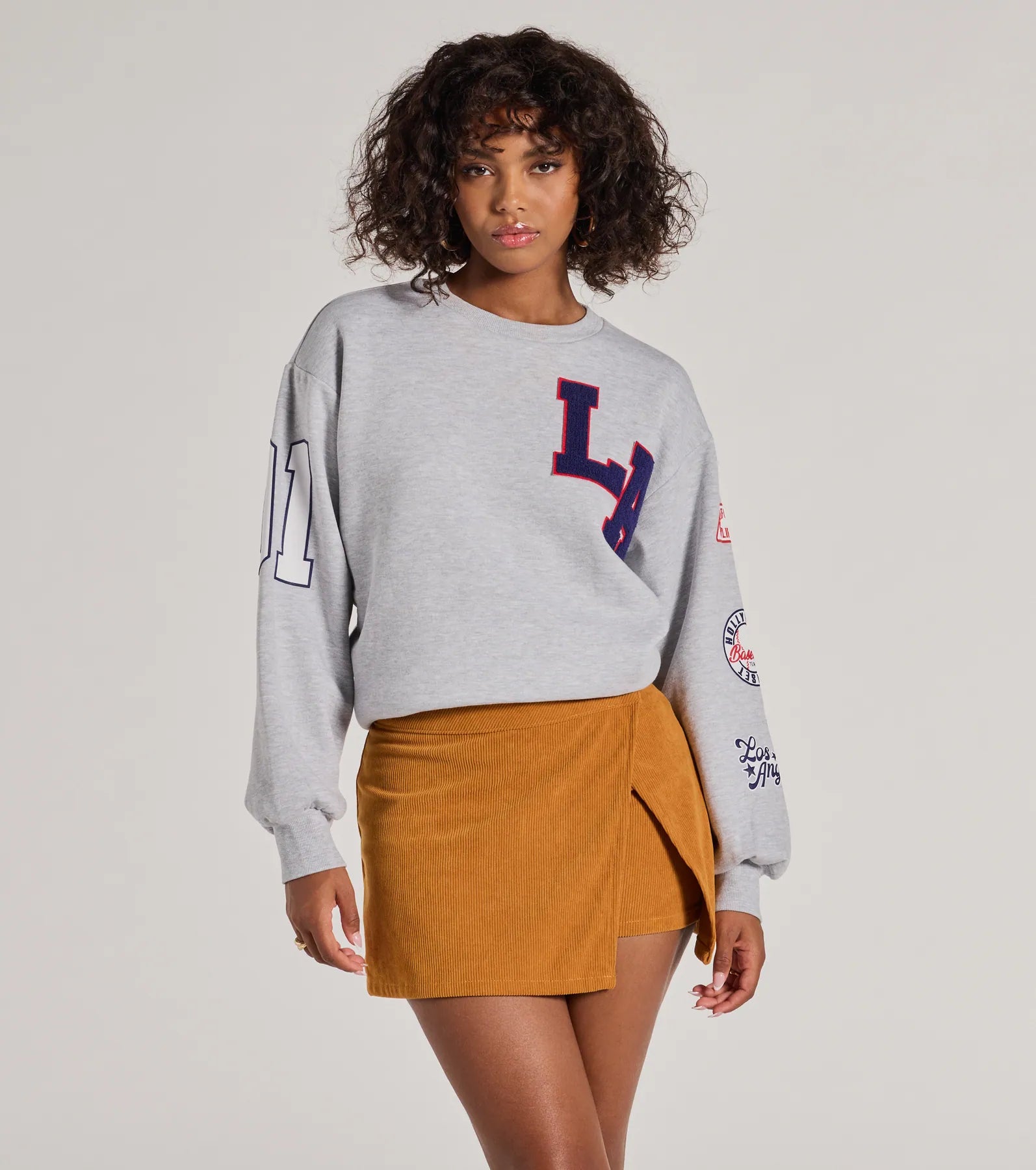 Trendy Girl Corduroy Faux Wrap Mini Skort - Image 3