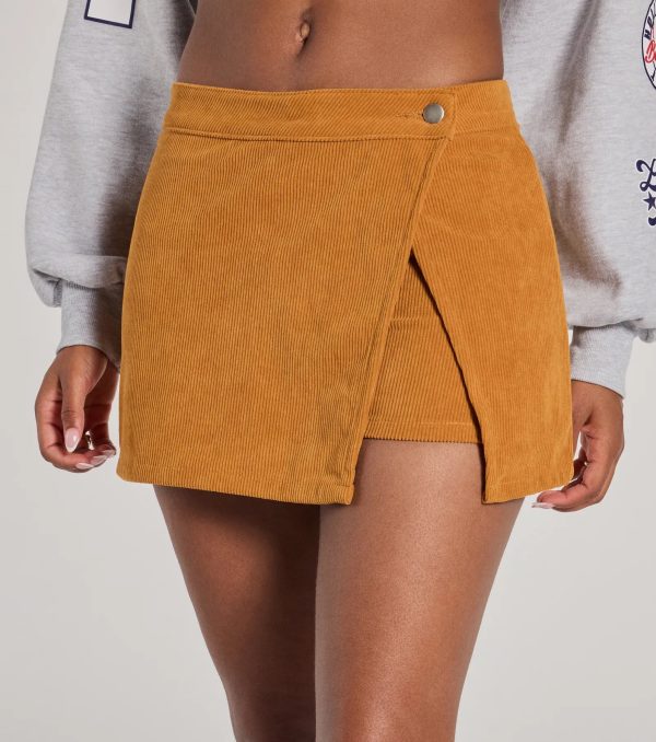 Trendy Girl Corduroy Faux Wrap Mini Skort - Image 4