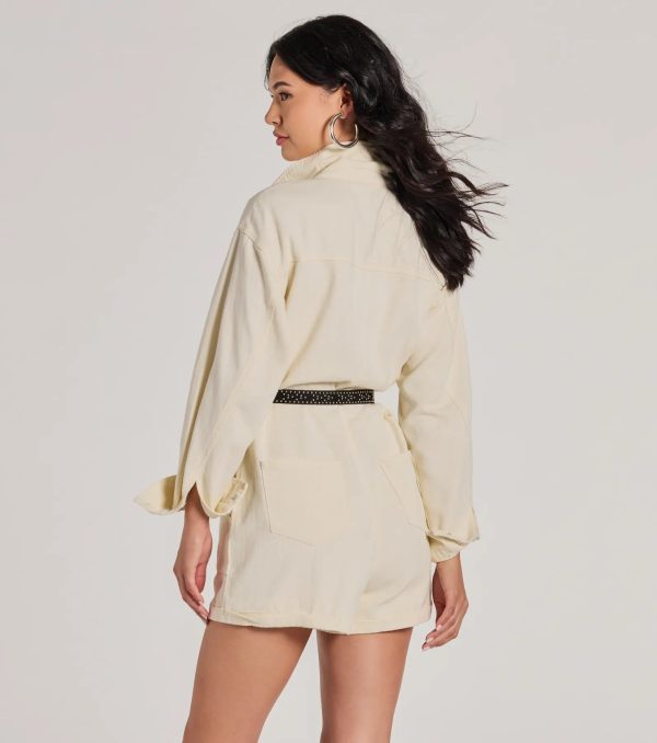 Casually Cool Long Sleeve Denim Romper - Image 2