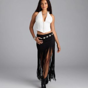 Shake It Up Fringe Maxi Skirt