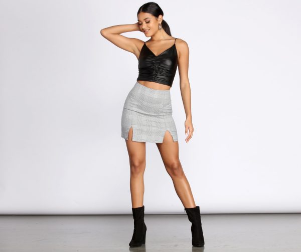 Glen Check Double Slit Mini Skirt - Image 4