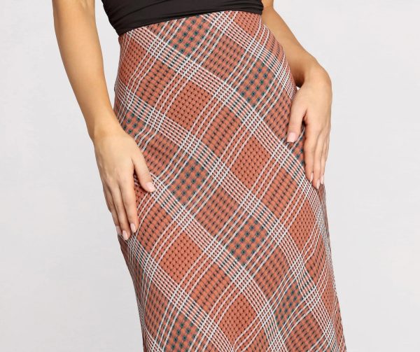 Plaid Chiffon Midi Skirt - Image 4