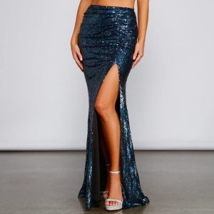 Stunning Sea Princess Sequin Maxi Skirt
