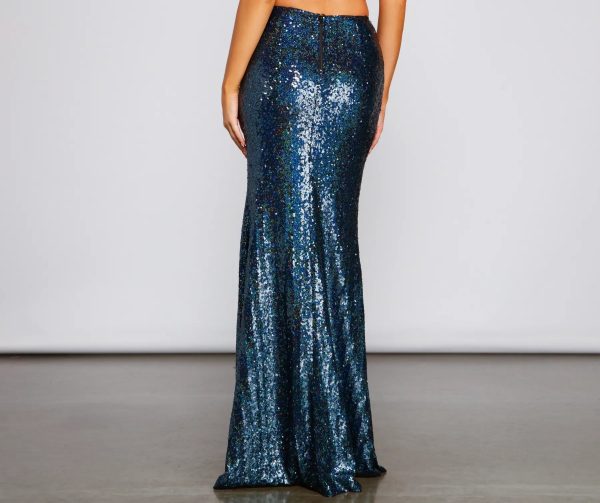 Stunning Sea Princess Sequin Maxi Skirt - Image 4