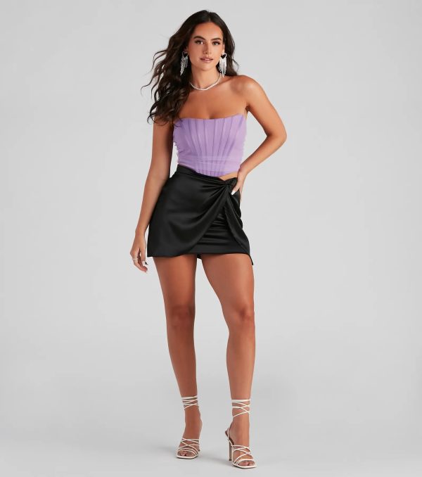 Chic And Flirty Satin Mini Skirt - Image 2