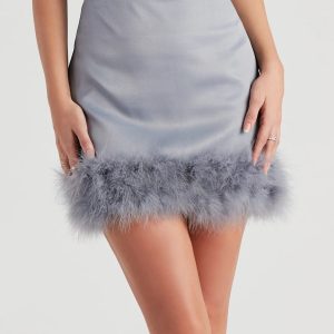 Fab Sass Marabou Trim Mini Skirt