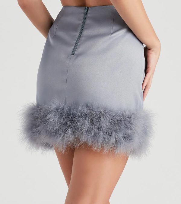 Fab Sass Marabou Trim Mini Skirt - Image 4