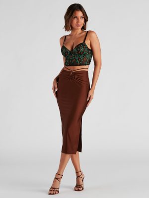 Major It-Girl Satin Midi Skirt