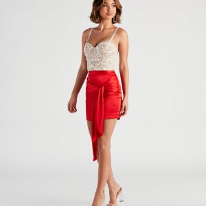 Sleek 'Fit Wrap-Front Satin Mini Skirt