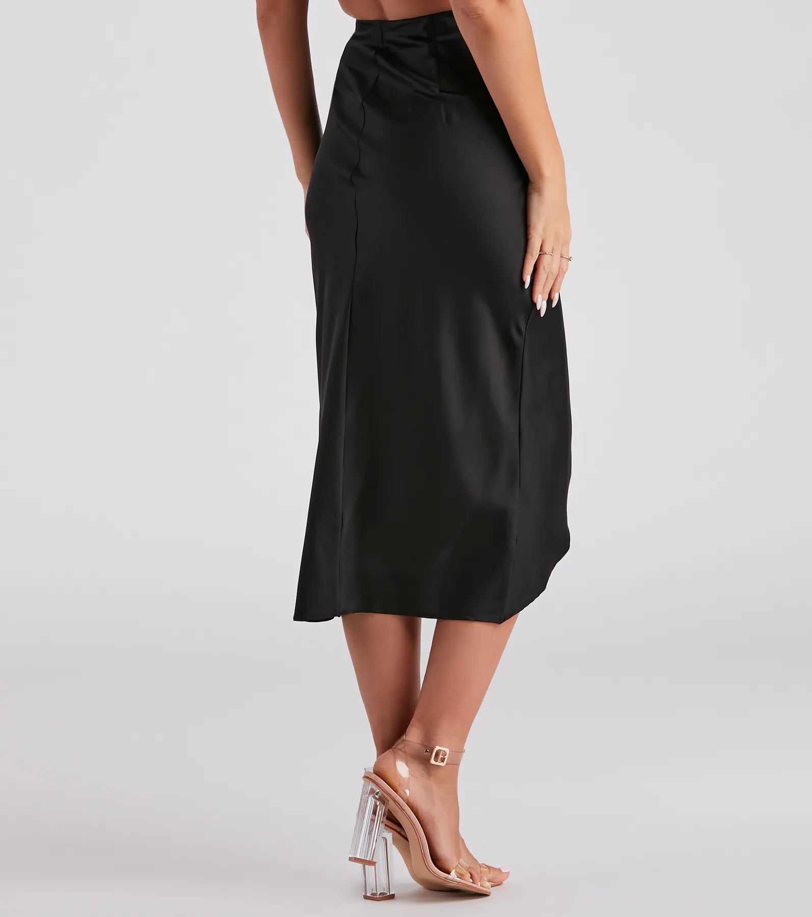 Ode To Elegance Satin Tie Midi Skirt - Image 3