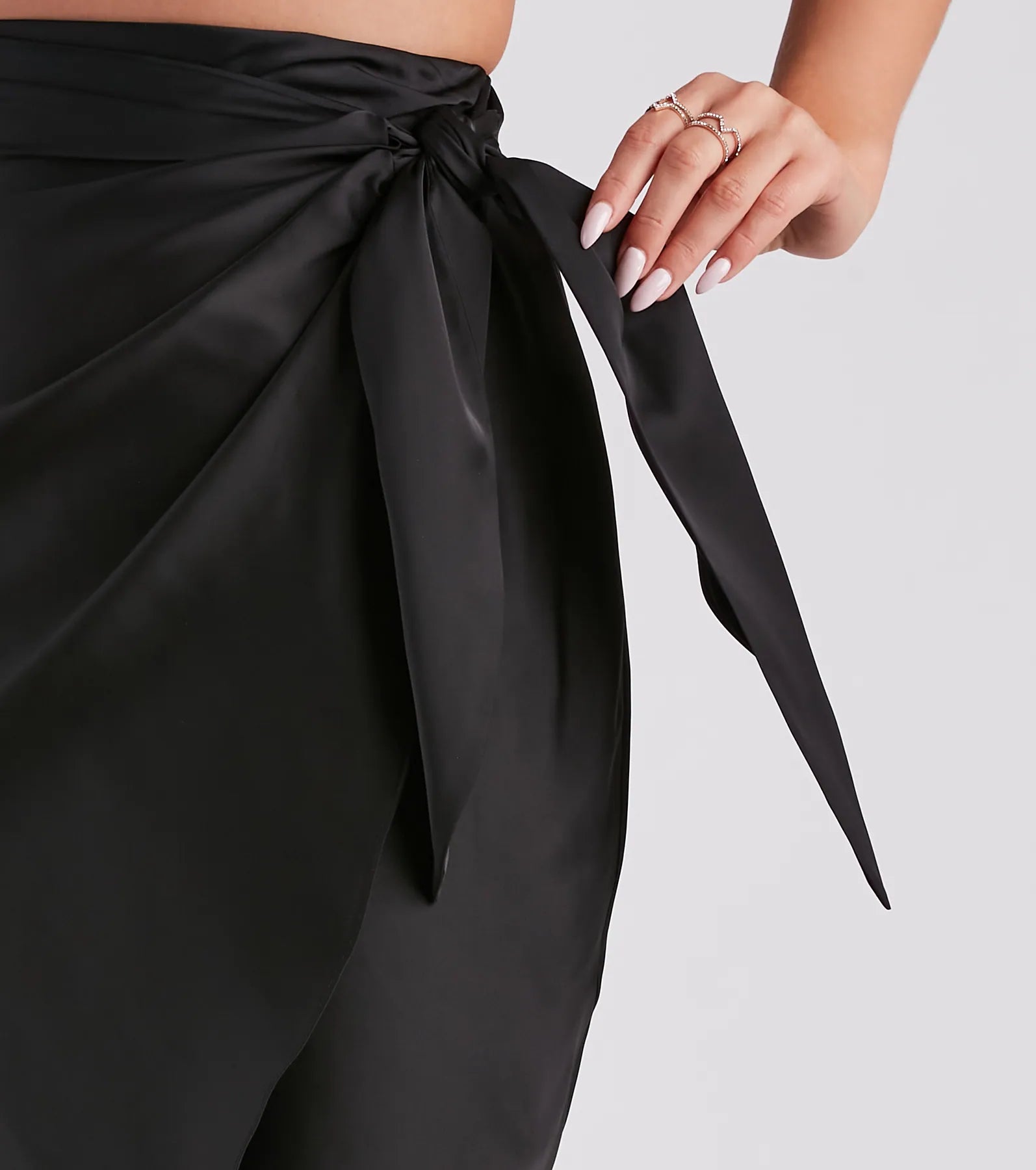Ode To Elegance Satin Tie Midi Skirt - Image 4