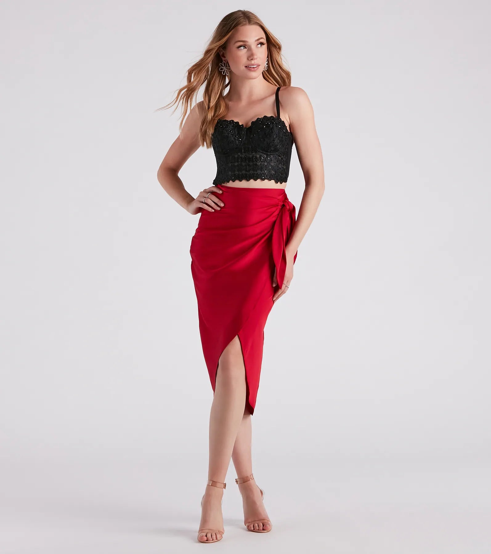 Ode To Elegance Satin Tie Midi Skirt - Image 6
