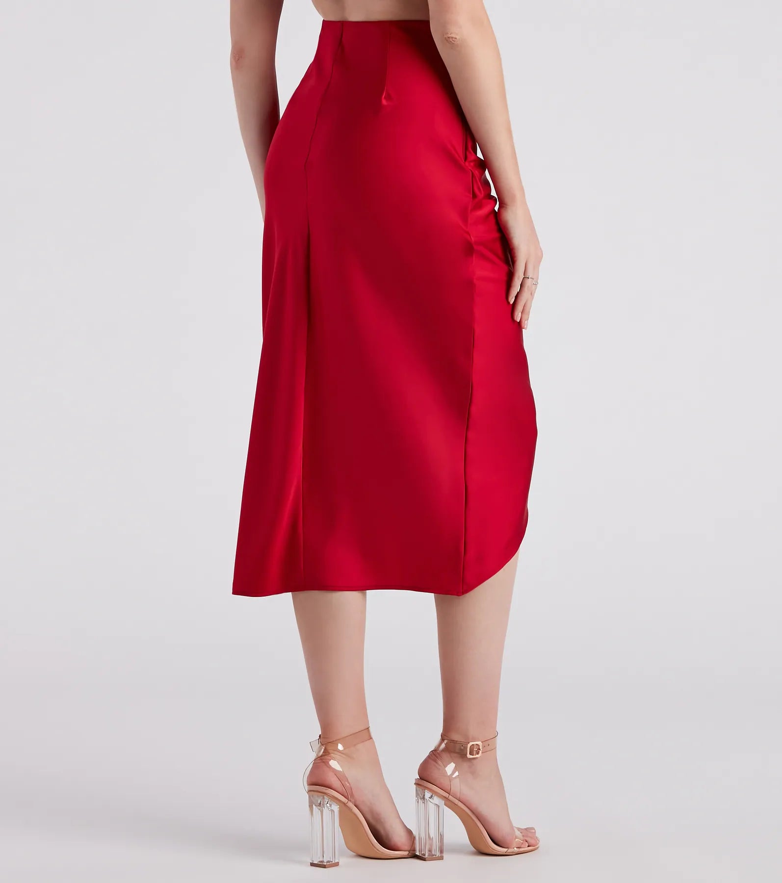 Ode To Elegance Satin Tie Midi Skirt - Image 7