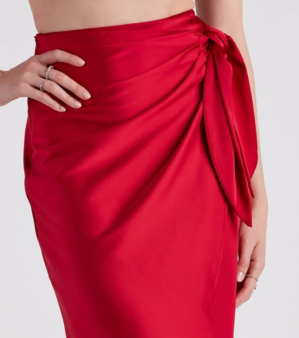 Ode To Elegance Satin Tie Midi Skirt - Image 8