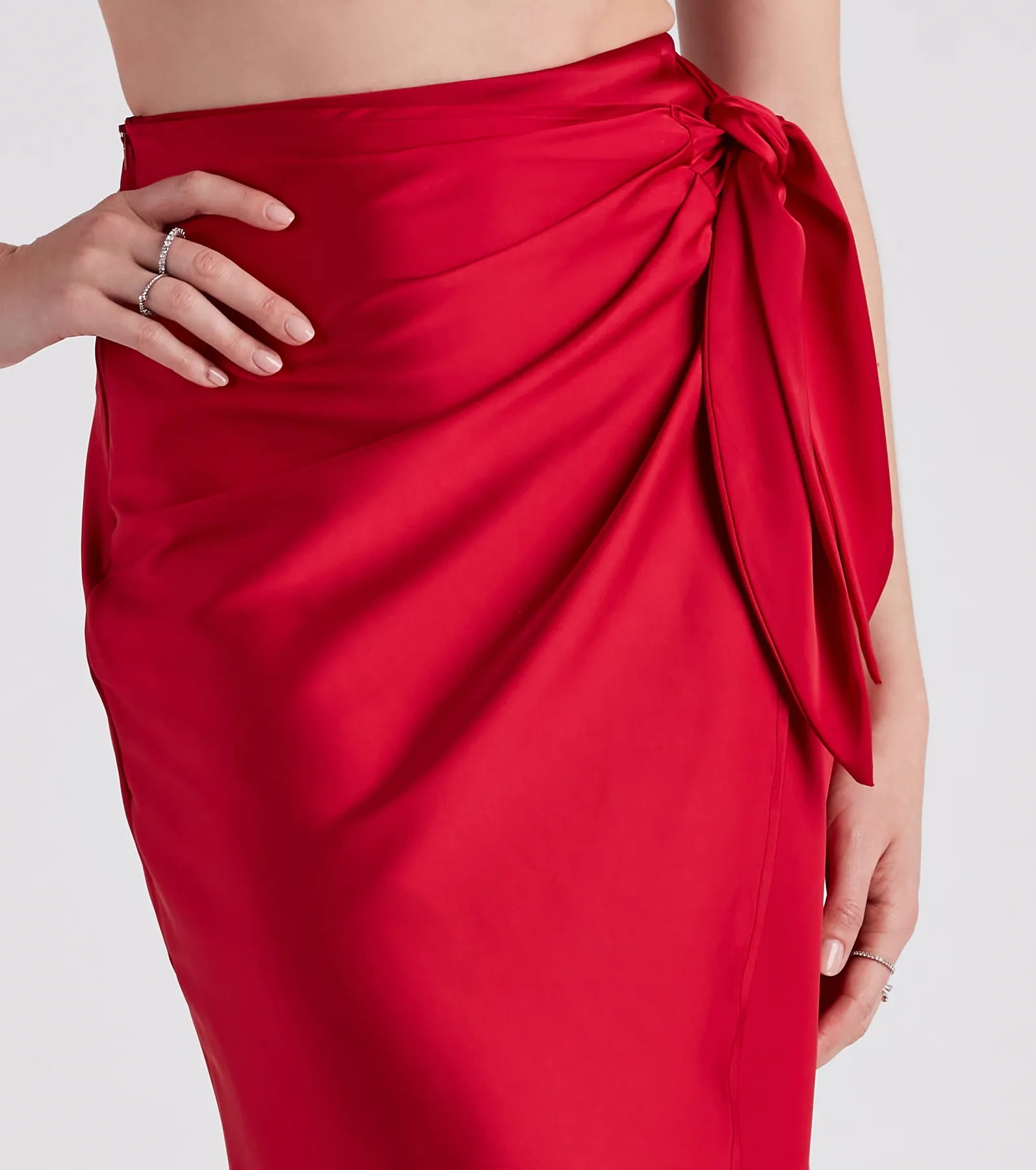 Ode To Elegance Satin Tie Midi Skirt - Image 8