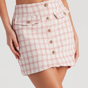Social Scene Plaid Tweed Skirt