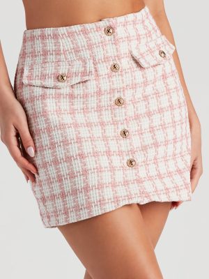 Social Scene Plaid Tweed Skirt