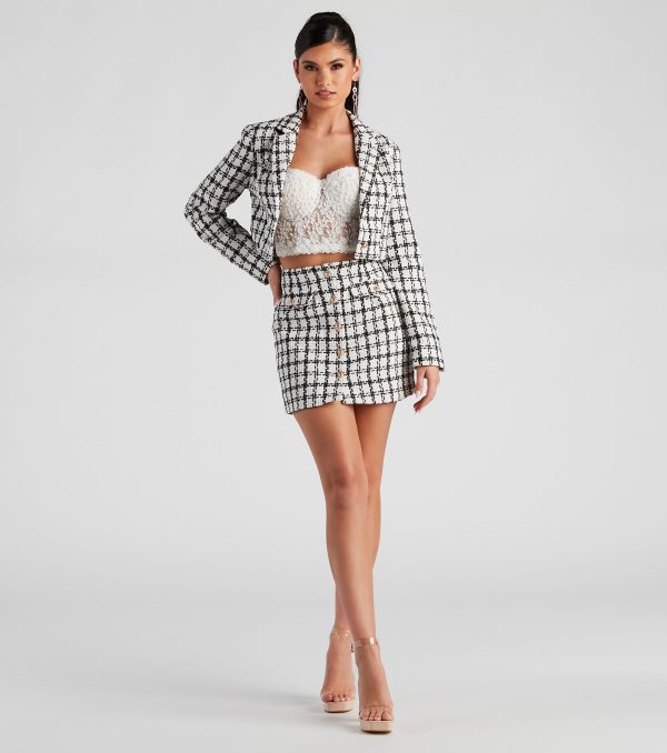 Social Scene Plaid Tweed Skirt - Image 5