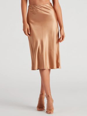 Silky-Chic Satin Midi Skirt