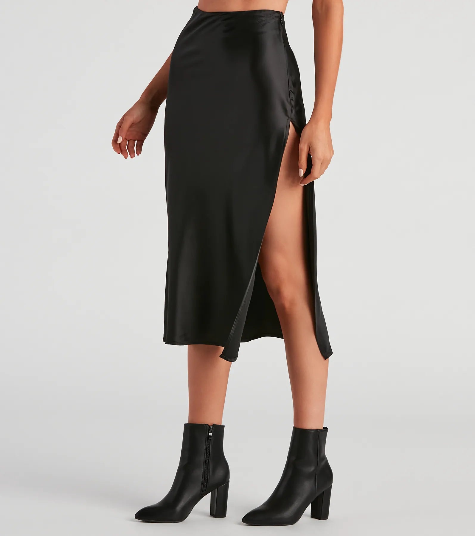 Lavish Life Satin Slit Midi Skirt - Image 5
