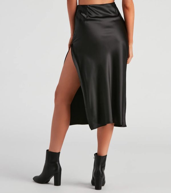 Lavish Life Satin Slit Midi Skirt - Image 6