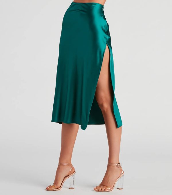 Lavish Life Satin Slit Midi Skirt - Image 9