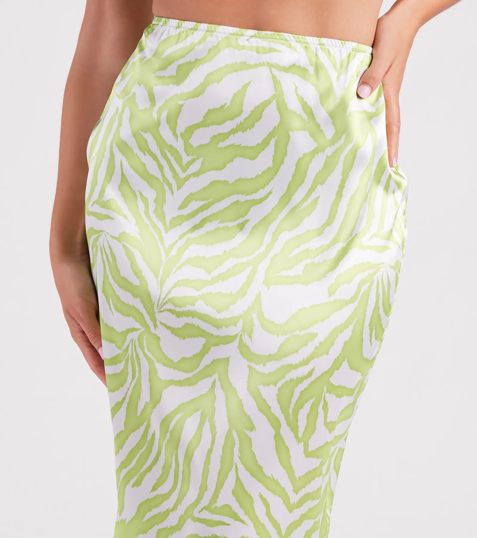 Call Of The Wild Satin Zebra Midi Skirt - Image 4
