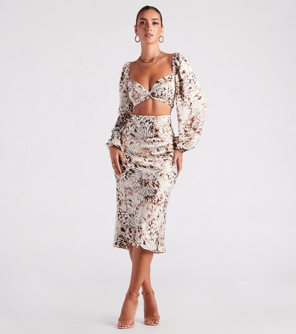 Fly By Satin Butterfly Midi Skirt - Image 2