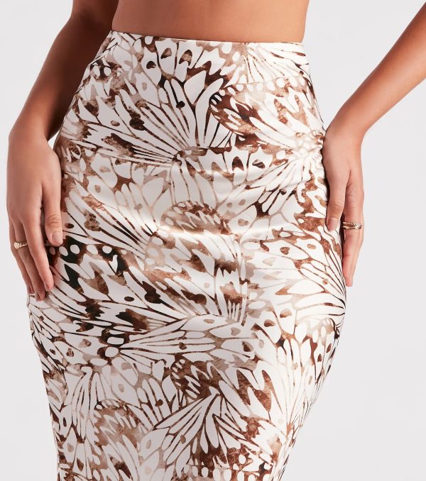 Fly By Satin Butterfly Midi Skirt - Image 4